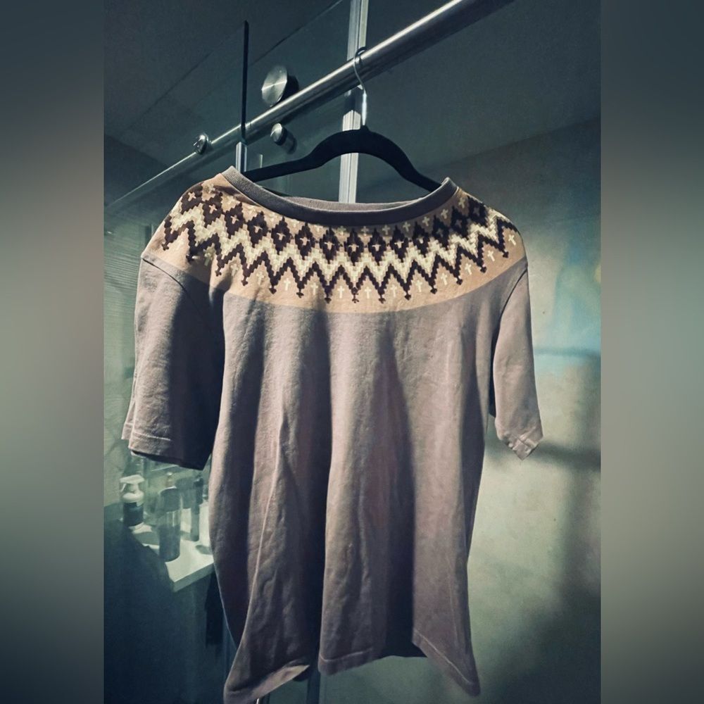 Embroidered Shirt Handmade Design - L - white red blue - Y2K short sleeve shirt